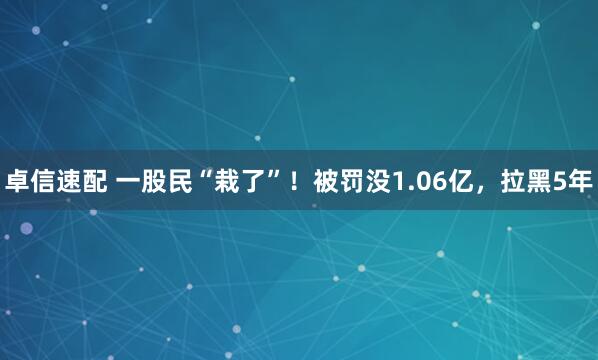 卓信速配 一股民“栽了”！被罚没1.06亿，拉黑5年